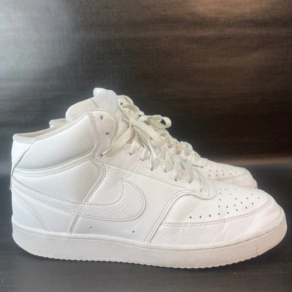 Nike Court Vision Mid Mens size 9.5 White Leather‎ Athletic Casual Shoes DN3577
